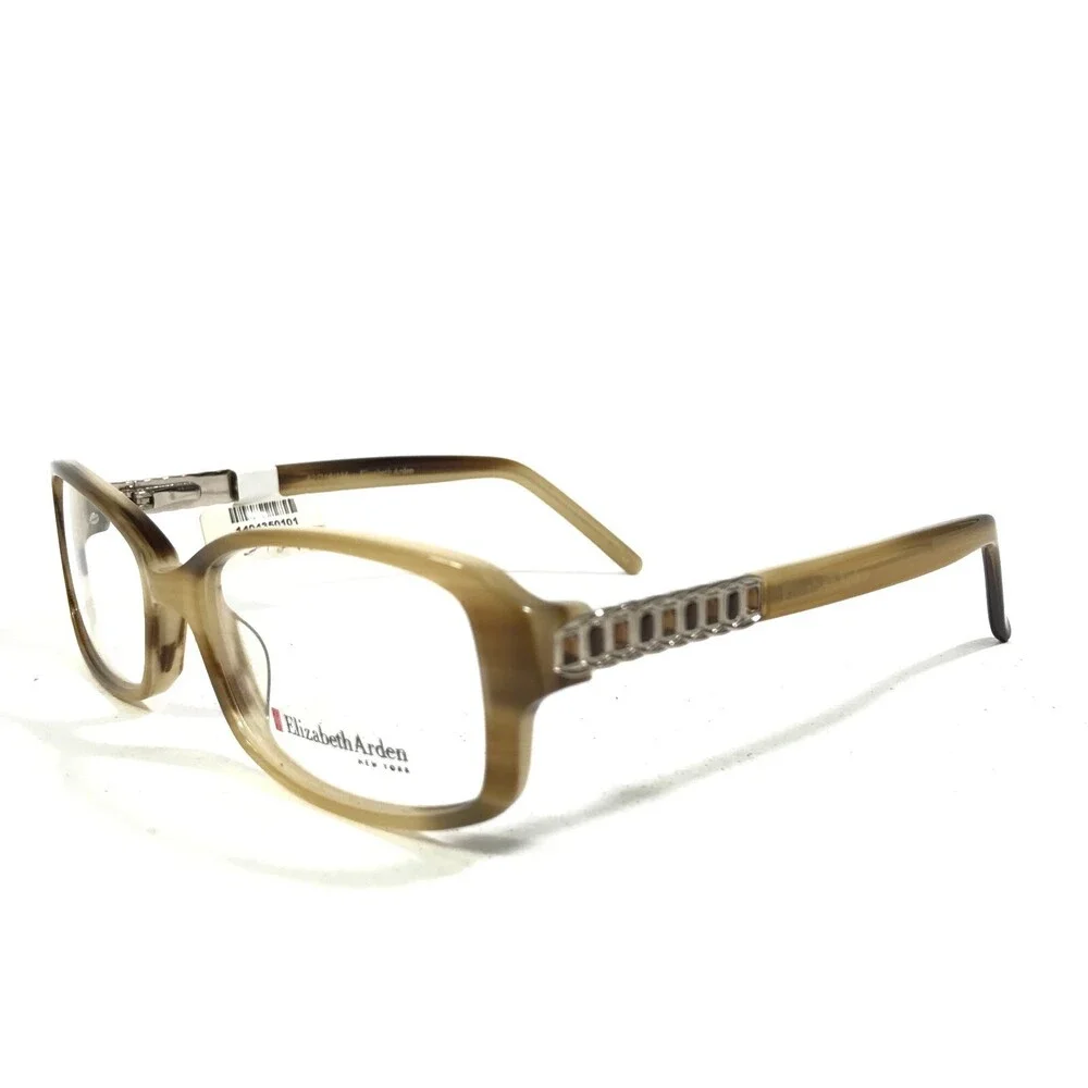 Elizabeth Arden EA 1144-1 Eyeglasses Frames Brown Horn Square Full Rim 52-16-135